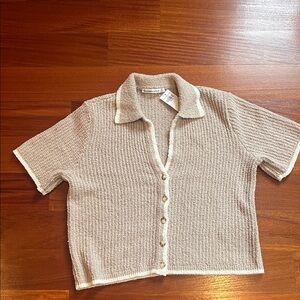 Abercrombie & Fitch Cream Short Sleeve Cardigan